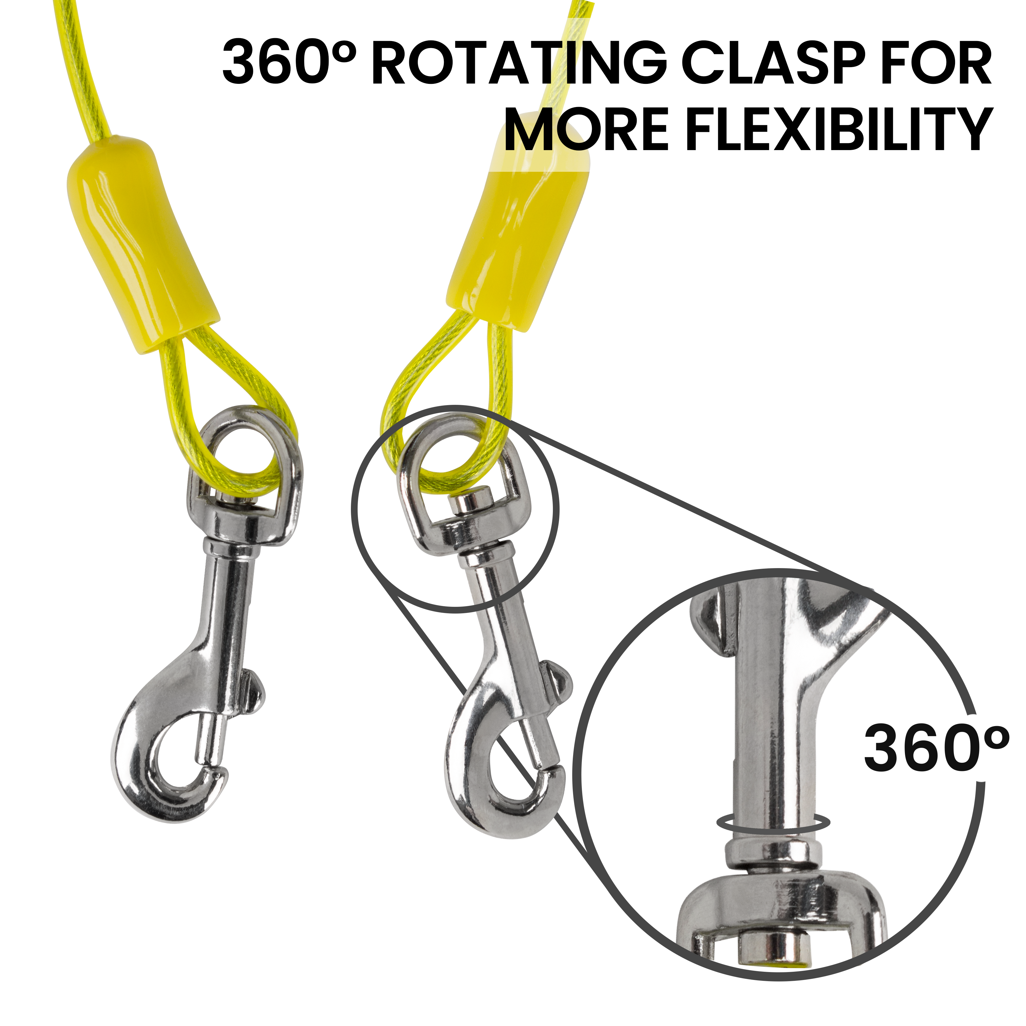 BV Pet Small Tie Out Cable - 360 Degree Rotating Clasp